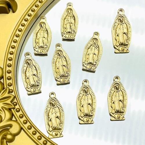 10Pcs Gold Color Virgin Mary Portrait Charms Metal Religion Pendant For DIY Jewelry Makin Accessories Necklace Earring Handmade