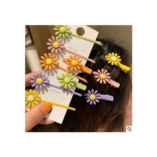 120set/lot 2pcs/set DIY Simple Sunflower Hair Clips Candy Colore Flower Side Hairpins Styling Tools Accessories HA691