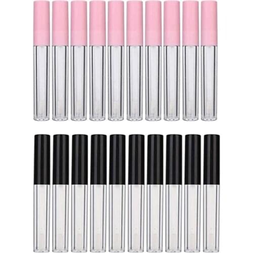 20 pcs Refillable lip gloss tubes 2.5ML Grade Clear Plastic Empty Makeup DIY lip gloss containers (Pink+Black)