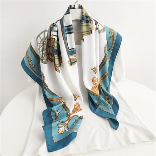 2021 New Design Headband Neckerchief Female Twill Square Scarf For Women Hair Wrap Headscarf Print Shawl Foulard Hijab Bandana