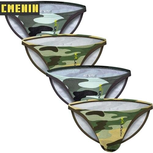 4Pcs/Lot Sexy Underwear Men Briefs Jockstrap Gay Men Underwear Breathable Mens Cotton Underpant Camouflage Men Bikini AD310