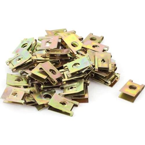 50pcs Bronze Tone Spring Metal Car Door Panel Spire Screw U-Type Clips