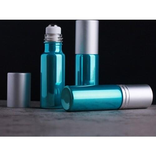 50Pcs/Lot 5ml Essential oil roll-on bottle Perfume Matte silver cover mini Refillable Perfume Bottle Small sample