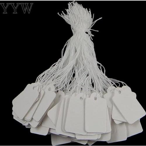 500pcs Price Tags For Jewelry With 4inch White Cotton String 13*23mm Paper Label Print Bracelet Rings Earring Card