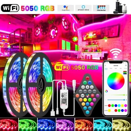 5050 WIFI RGB LED Strip Lights RGB Flexible Lamp RGB light DC Tape Ribbon Diode For Festival Room Luces Computer TV Desk Luz