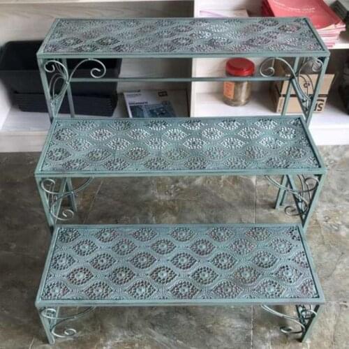 600 Gardening European wrought iron flower rack rectangular rack home indoor living room balcony flower pot rack step flower