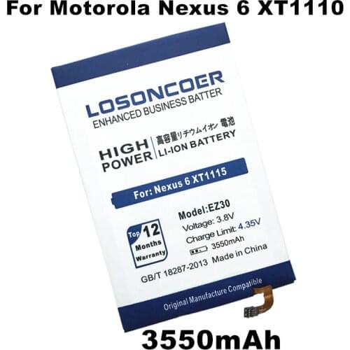 LOSONCOER 3550mAh Battery for Motorola Nexus 6 Google XT1115 XT1110 xt1103 nexus6 Battery