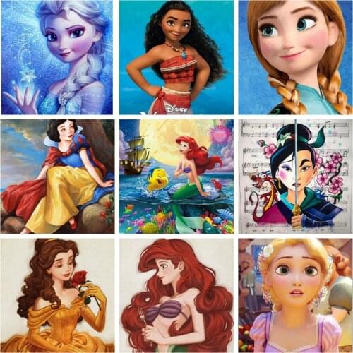 Aladdin Princess Jasmine Disney Cartoon Diamond Painting Cross Stitch Kits Embroidery Full Square Drill Mosaic Resin Home Decor