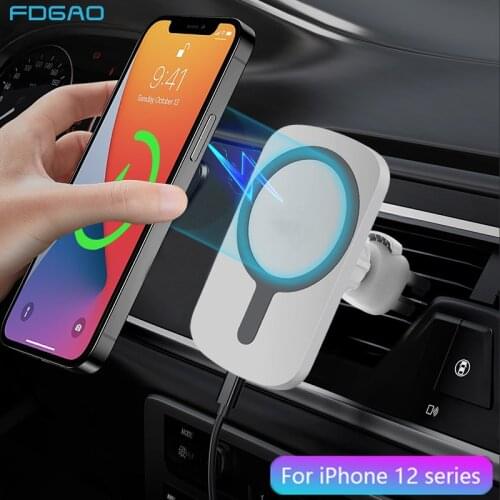 15W Magnetic Car Phone Holder Stand For IPhone 12 Pro Max Mini Fast Qi Wireless Charger Automatic Magnet Air Vent Mount Bracket