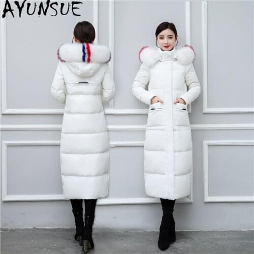 AYUNSUE White Duck Down Jacket Female Winter Coat Women Clothes 2020 Real Fox Fur Collar Long Woman Parkas Puffer Jacket 9012
