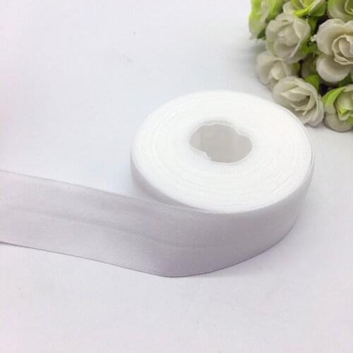 White (5yards/lot) 1"(25mm) Multirole Fold Over Elastics Spandex Satin Band DIY Lace Sewing Trim