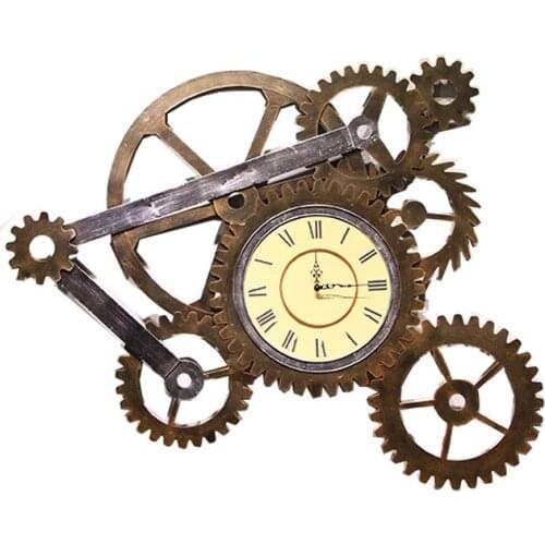 Clearance!\3D Large Wall Clock Iron Retro Decorative Wall Clock Big Art Gear Home Creative Roman Numerals Clock For Living Room