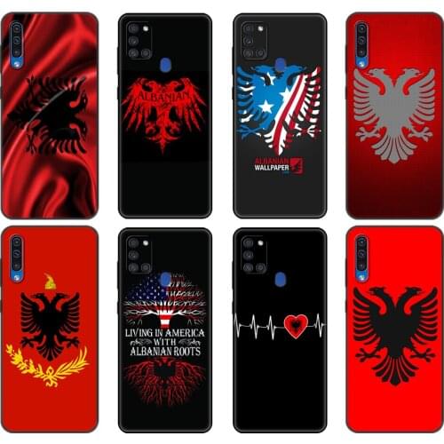 Black tpu Case For Samsung Galaxy A50 50S A30S A10 A01 A11 A21S A31 A41 A51 A71 M21 M30S S10 LITE Cover Albania Flag