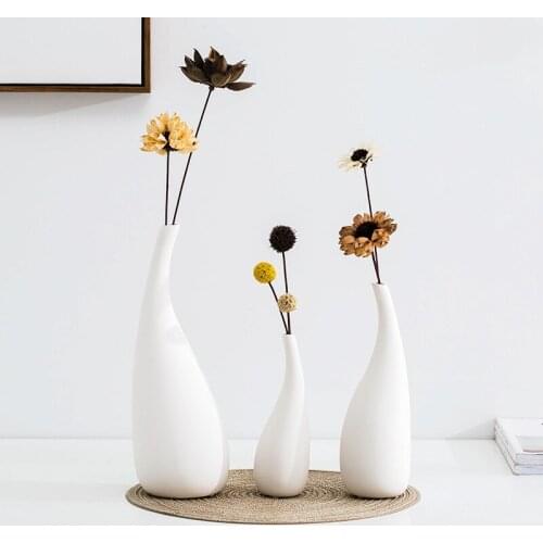 Jingdezhen White Ceramic Art Vase Dry Flower Arrangement Decoration Table Home Accessories