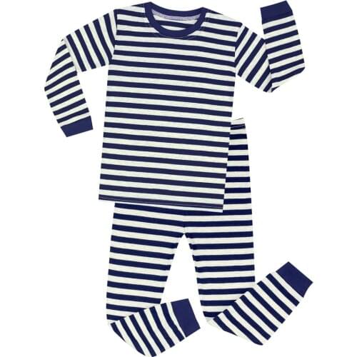 Kids dark blue gray striped pajamas children red white stripe sleepwear chirstmas pyjamas boys girls pijamas for 2-8 Years