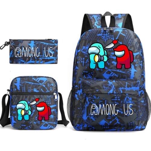 Game Among Us 3pcs Set Backpack Students Cartoon Printed School Bag Bookbag Unisex Casual Travel bags Shoulder Bag Mochilas