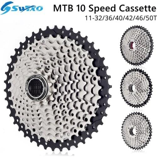 SWTXO Mountain Bike Cassette 10 Speed 11-32/36/40/42/46/50T Freewheel MTB Cassette Sprocket Flywheel k7 10v for Shimano SRAM