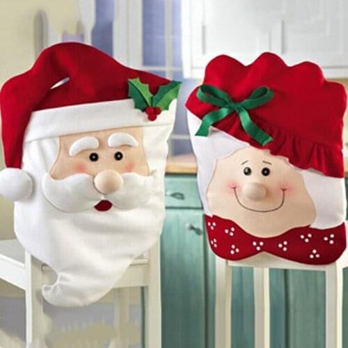 HOT Xmas Mr and Mrs Santa Claus Christmas Dining Dinner Table Chair Back Cover Decoration Gift Yan