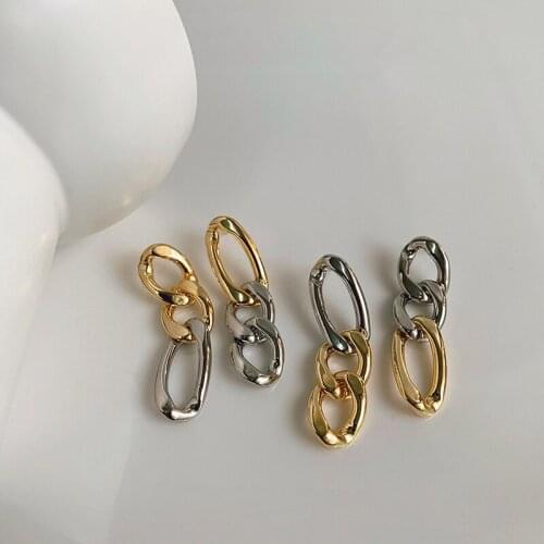 WTLTC Gold Sliver Color Metal Hollow Hoop Earrings Asymmetric Hanging Chains Earrings Statement Dangling Geometric Earrings