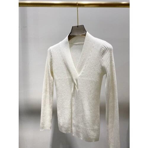 Fashion ladies 2021 new long sleeve sexy casual solid color cashmere sweater 1228