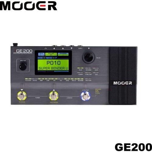 MOOER GE200 Amp Modelling Multi Effects Pedal With Amp Modeling Bundle with 9V Power Supply, Guitar Effect Processor