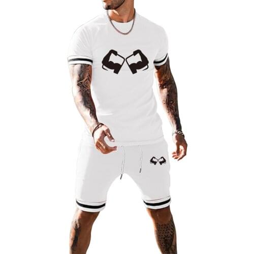 2021 New Summer Oversized T-shirt Brand Men Beach Shorts Sets Streetwear Tracksuit Mens Suit mens trend short sleeve T-shirt