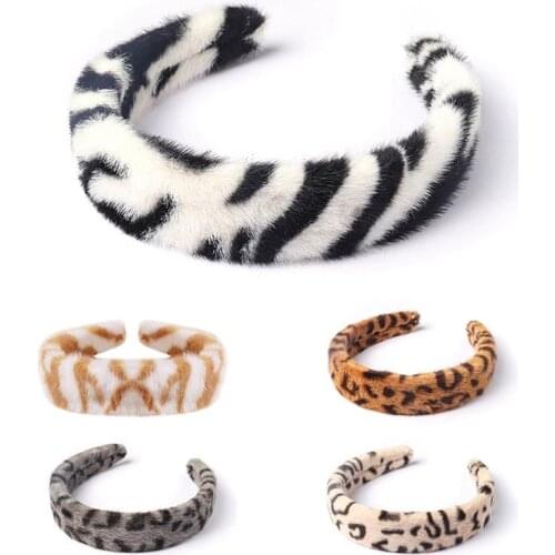 New Women Hair Bands Hair Accessories Fashion Korean Soft Plush Headband Leopard Hair Band Leopard Fur Hair Hoop For Women