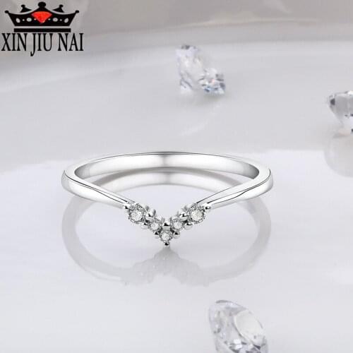 New Joint Small V-shaped Victory Wish Five Diamond Row Ring Party Dinner Valentines Day Gift Womens Luxury Jewelry