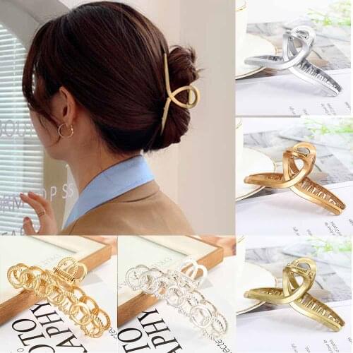 2021 New Women Hair Claw Girls Hair Barrettes Elegant Hollow Geometric Metal/Plastic Hair Clips Hairpin Fashion Hair Accessories