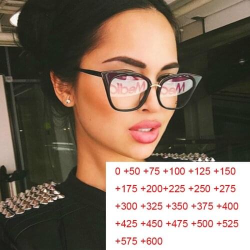 Reading Glasses Dioptors 0 to 600 Luxury Brand Cat Eye Anti Blue Light Glasses Ladies Magnifying Womens Spectacles Frame Vintage