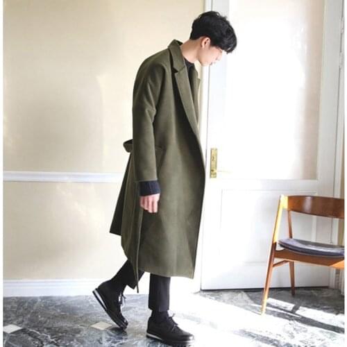 Autumn Mens Long Thick Warm Wool Coat Fashion Japanese Windbreaker Tide Loose Jacket Plus Size 4XL
