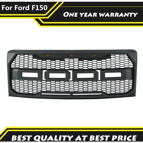ABS Black Front Racing Raptor F150 Grill Grille Front Grille With Led +Letters Stock Fit For Ford F150 2009-2014 Car Accessorie
