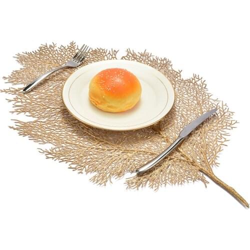 Placemat Plant Table Mat Simulation Palm Leaf Coffee Cup Pads PVC Kitchen Table Bowls Mat Home Decorative