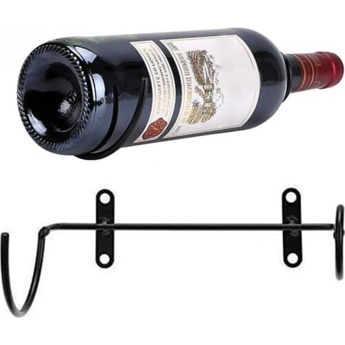 Modern Black Kitchen Home Bar Storage Wine Rack Display Shelf Bottle Holder Wall Mounted With Screws Iron Bracket Simple