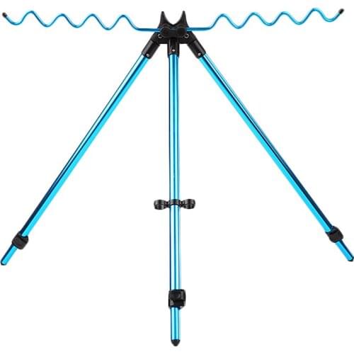 Portable Telescopic Adjustable Fishing Rods Tripod Stand Aluminum Alloy Fishing Pole Rod Holder Bracket Mount Blue