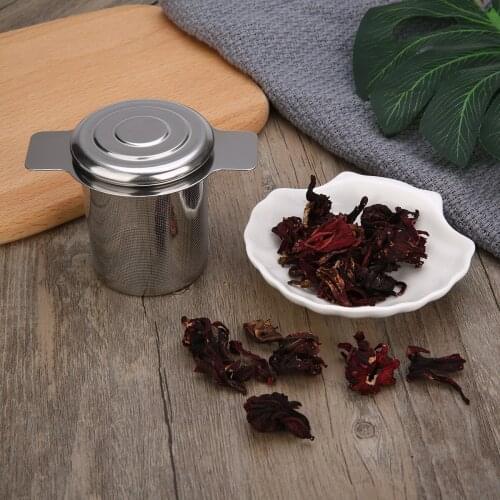 Stainless Steel 2 Handles Mesh Tea Infuser Metal Cup Strainer Loose Leaf Filter With Lid For Home Office Teaware