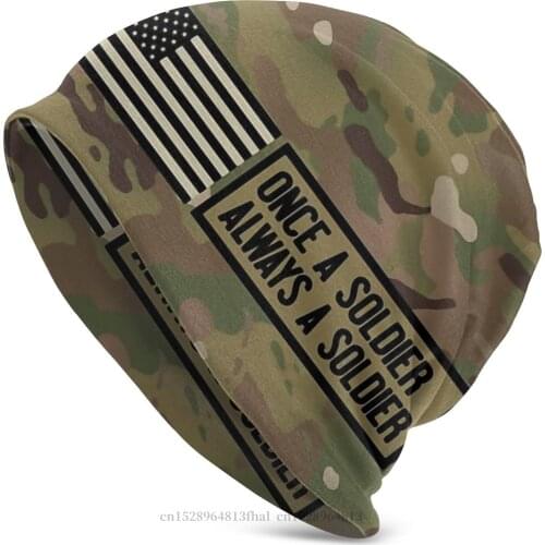 Always A Soldier Bonnet Homme Winter Warm Knitted Hat Camo Camouflage Army Skullies Beanies Caps For Men Women Cotton Hats