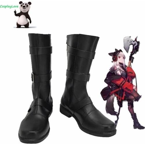 CosplayLove Arknights Frostleaf Black Shoes Cosplay Long Boots Leather Custom Made For Girl Female
