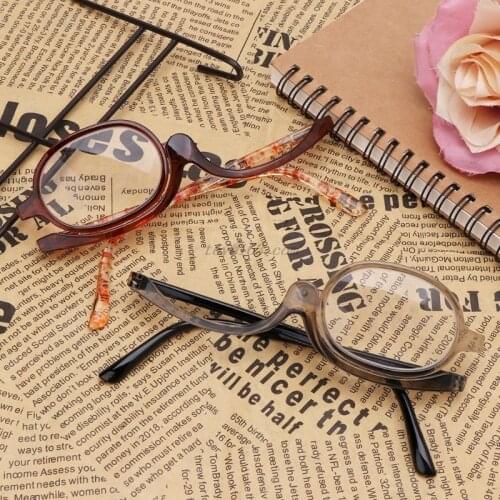 Women Makeup Magnifying Reading Glasses Rotary Flip Make Up Eye Glasses +1 +1.5 +2 +2.5 +3 +3.5 +4.0