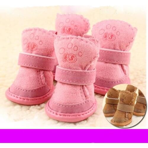 4Pcs/Set Winter Warm Shoes for Dogs Cute Dog Boots Snow Walking Cotton Blend Chihuahua Sneakers Pet Supplies
