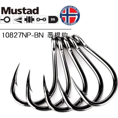 1pack 1#-12/0# Mustad Deep Ocean Fishing 10827NP# 4X Strong Hooks Live Bait High Carbon Steel Barbed Hook Sturgeon/Tuna Jig Hook