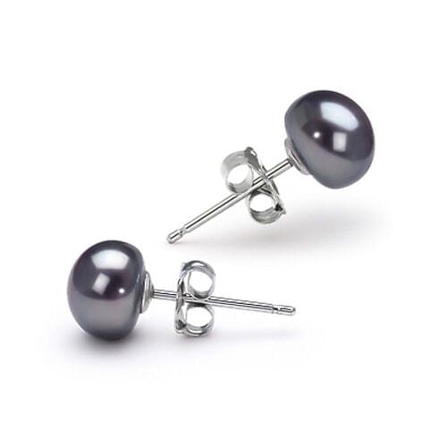 100% Real Freshwater Pearl Stud Earrings Pink White Black Natural Pearls Bicycle earrings for Women size 7mm or 8mm