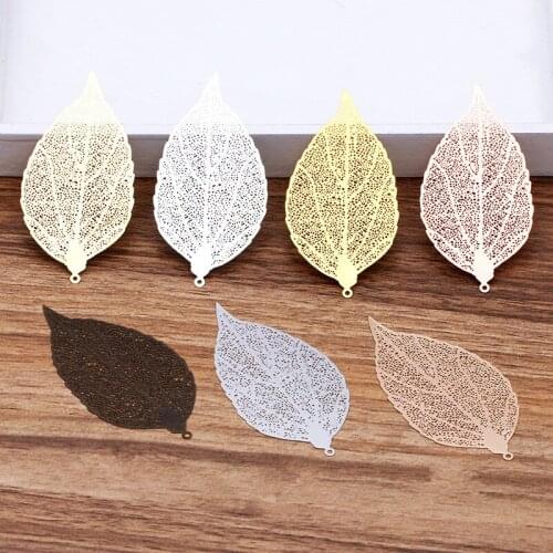 20pcs 78x38mm Metal Brass Leaf Copper Charm Filigree Leaves Pendant DIY Jewelry Accessories