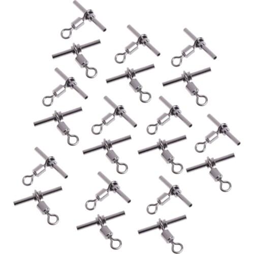 20Pcs T-shape Fishing Swivel Fish Barrel Cross-line Brass Head Fishing Tackle