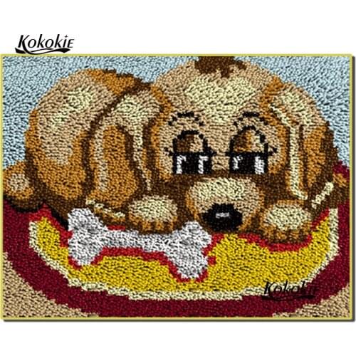 3d latch hook rug dog canvas printing vloerklee diy tapijt foamiran for needleworksets knooppakket crochet tapis floor mat decor