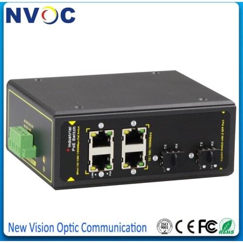 4 Port POE 10/100/1000M IEEE802.3af/at+2SFP 1000M,1000M Unmanaged Two-layer 6Ports Full Gigabit Industrial Ethernet SFP Switch