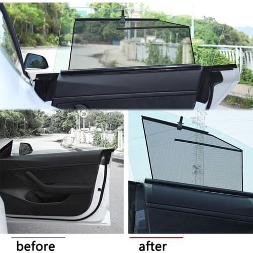 4pcs/set for Tesla Model 3 Car Windows Side Sunshade Car Automatic Lifting Sunscreen Insulation Summer Car Windshield Sunshade