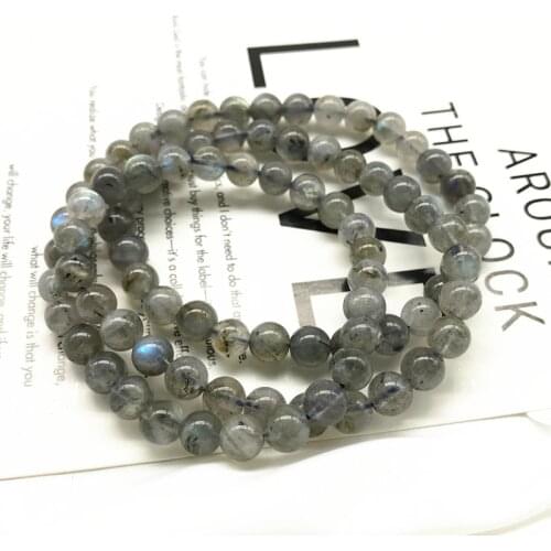 55 CM Really Stone 6 MM 5 MM Nature Labradonite Bead Woman Bracelet Necklace Not Glass Gary Moon Stone New Hot Jewelry