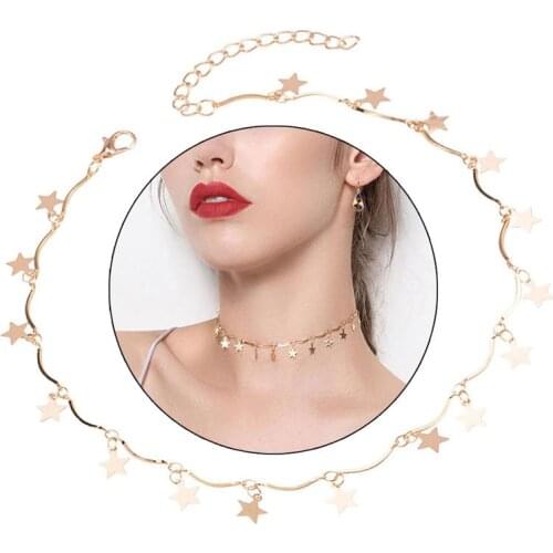 1pc Elegant Women Necklace Fashion Simple Star Decor Alloy Clavicle Necklace Chain Necklace For Women Party Dress Up