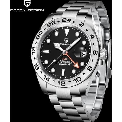 2021 PAGANI DESIGN New Top Brand Business GMT Time Zone Mens Watch 316L Stainless Steel 100m Waterproof Watch Montre Homme